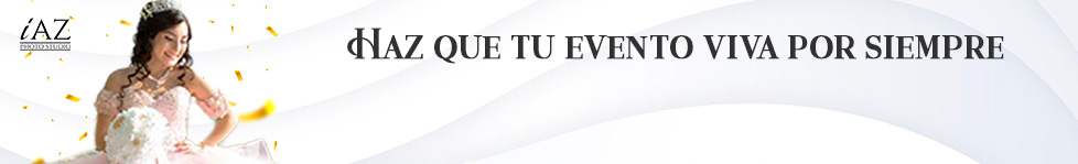 Banner promocional con novia en vestido blanco y el texto “Haz que tu evento viva por siempre”, con la marca AZ Foto y Video e IAZ Photo Studio.